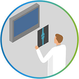 의사가 X-ray 영상을 확인하며 진단하는 일러스트